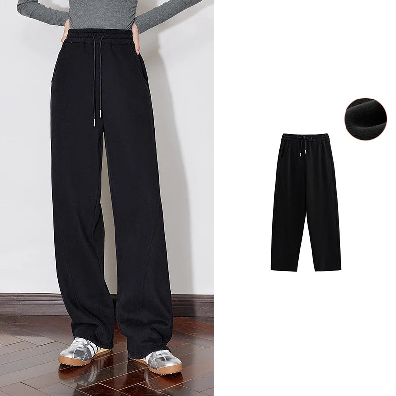 Calça Moletom Feminina Barrel Peluciada