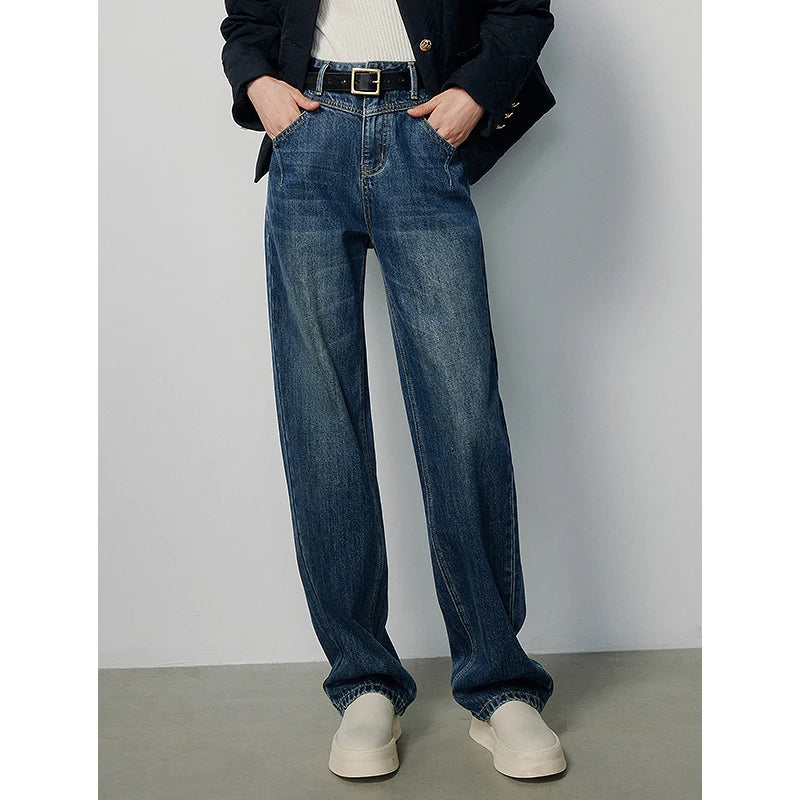 Calça Jeans Feminina Wide Leg com Bordado