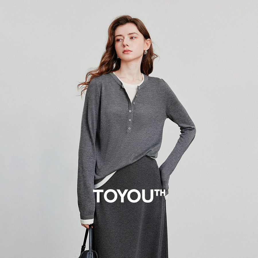 Suéter de Cashmere Efeito Duas Peças para Mulheres