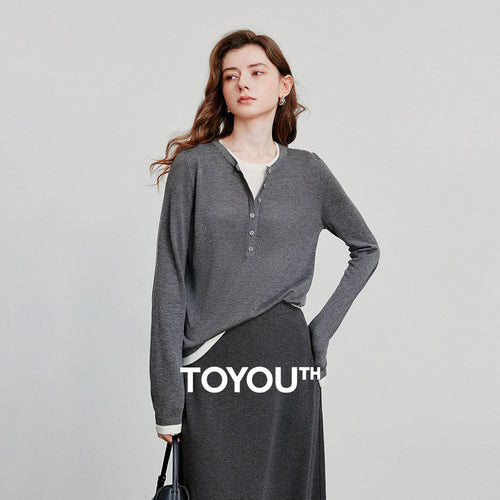 Suéter de Cashmere Efeito Duas Peças para Mulheres