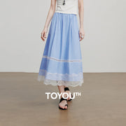 Saia Midi Feminina com Renda Patchwork