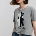 Blusa de Tricô Manga Curta com Bordado Divertido
