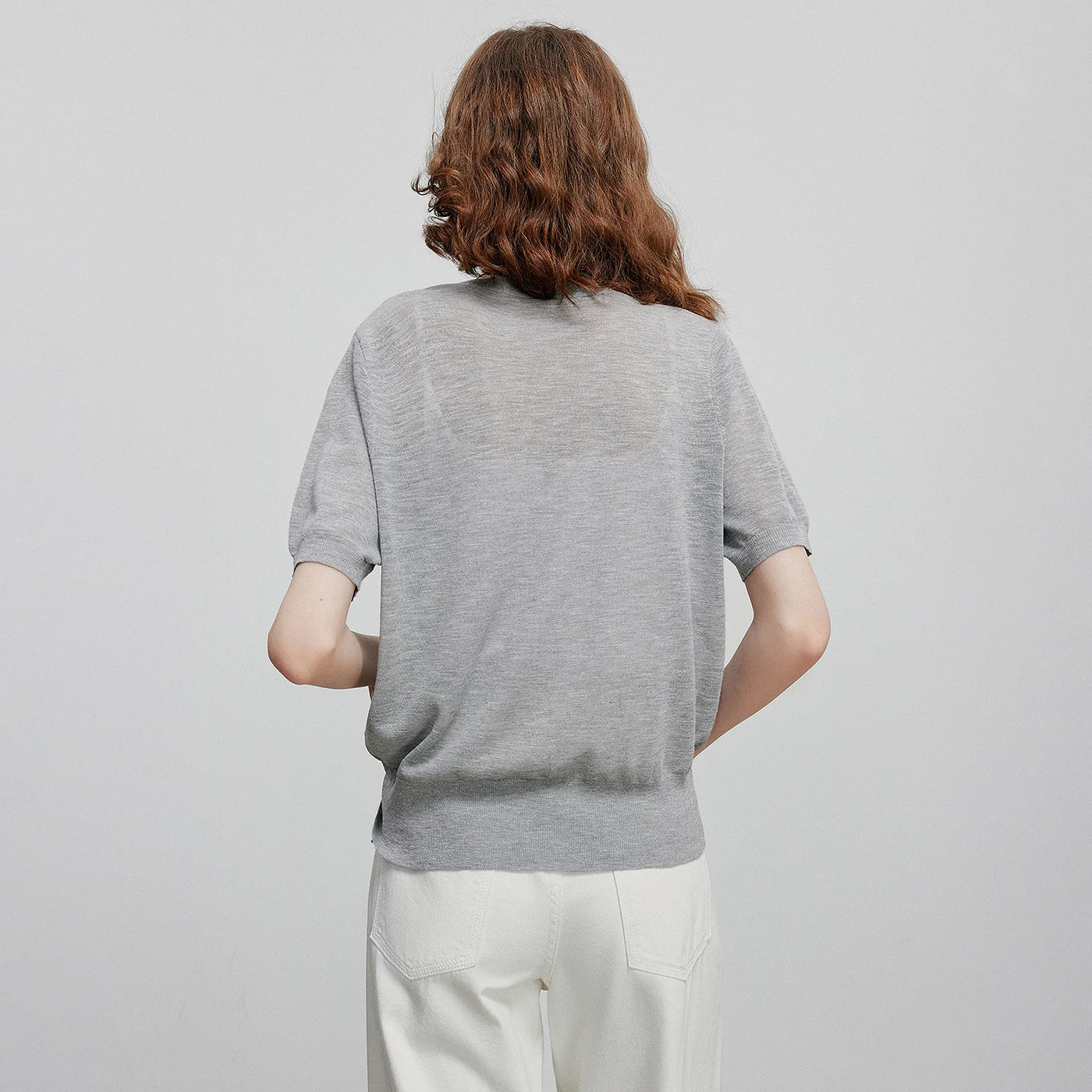Blusa Feminina de Tricô Jacquard Gato com Decote V