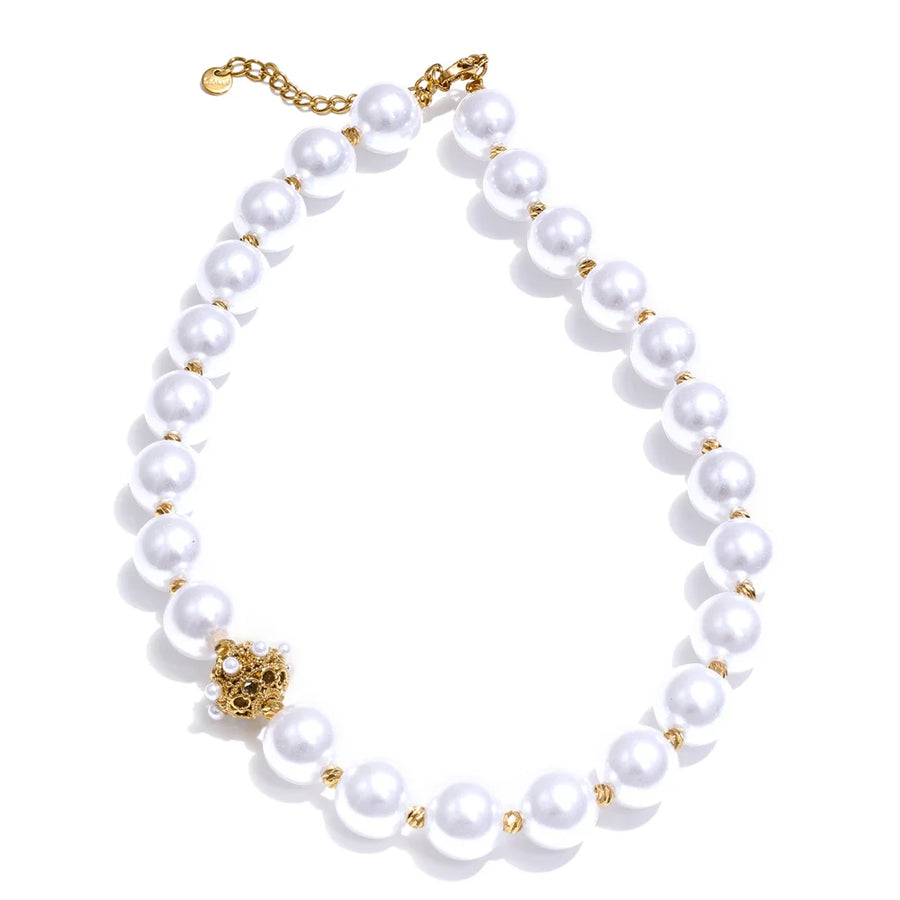 Colar Feminino Redondo com Pérola em Aço Inoxidável YH3092A