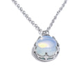 Colar Feminino Gota com Opala em Aço Inoxidável Prata