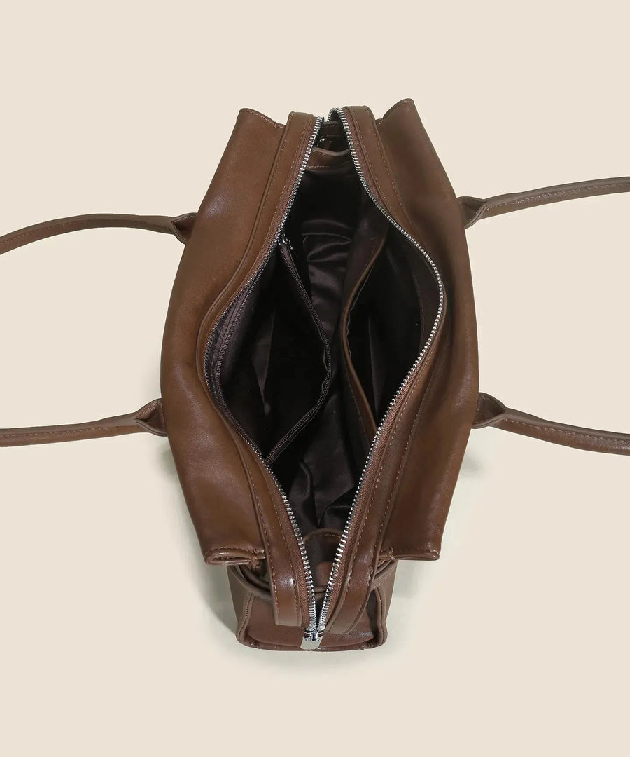 Bolsa feminina de couro legítimo vintage estilo baguete para ombro longo