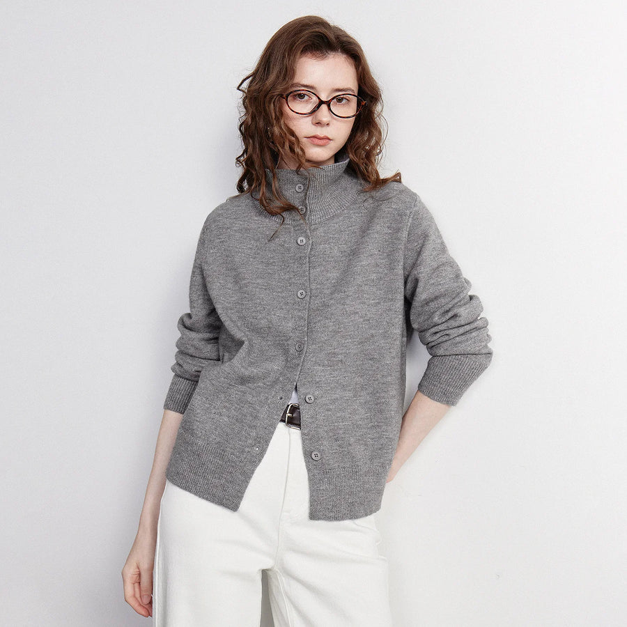 Cardigan Feminino de Tricô com Gola Polo e Botões