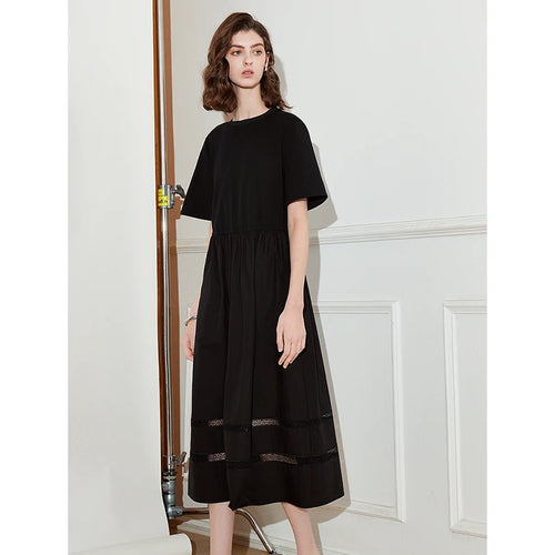 Vestido Midi de Liocel com Detalhes Vazados