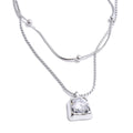 Colar Feminino de Camadas Gota com Zircônia em Aço Inoxidável 5 YH189A Platinum
