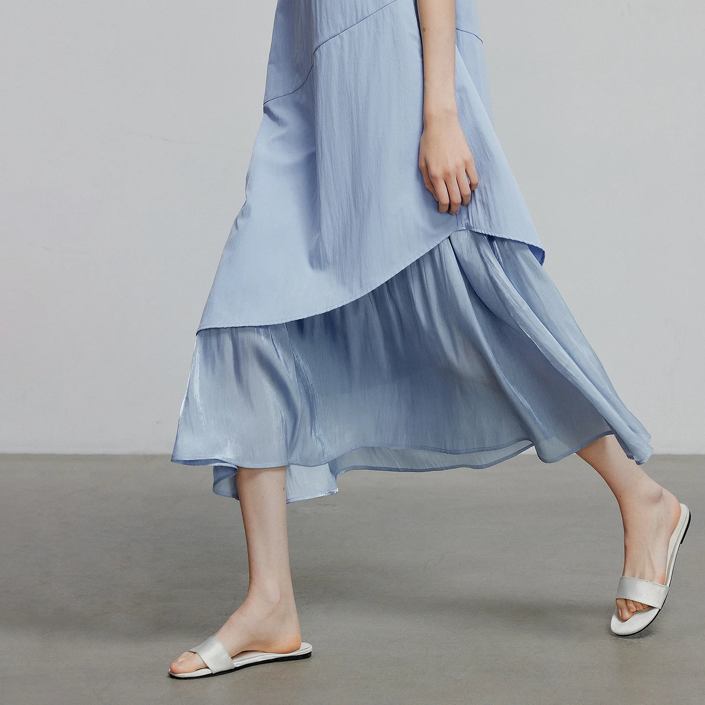 Vestido Midi Sem Manga Azul Claro