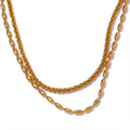Colar Feminino de Camadas Gota com Contas decorativas em Aço Inoxidável YH3287A Gold