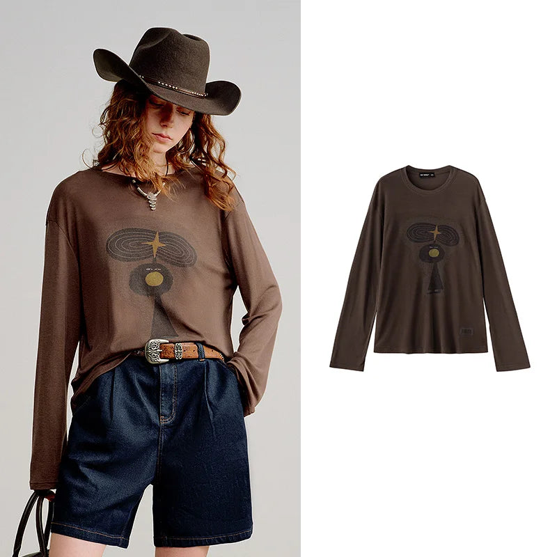 Cardigan Feminino de Liocel e Lã com Estampa Artística