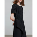 Vestido Midi com Amarração e Manga Curta