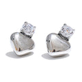 Yhpup Stainless Steel Heart Stud Earrings Bling AAA Cubic Zirconia Daily Smooth Hypoallergenic Waterproof Jewelry for Women Gift