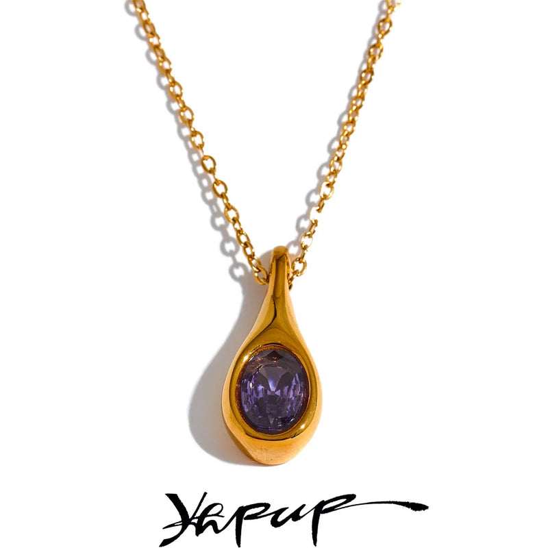 Colar Feminino Gota com Zircônia em Aço Inoxidável