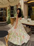 Fashion Print Women Dress Floral Halter Tube Tops Sleeveless Lace Up Waist-Closed Female Dresses 2026 Spring Summer Lady Robe