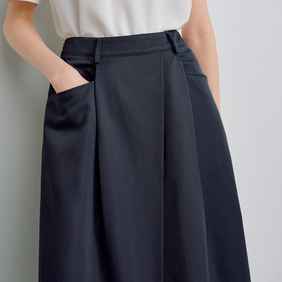 Saia Midi Feminina Balonê Texturizada com Bolsos