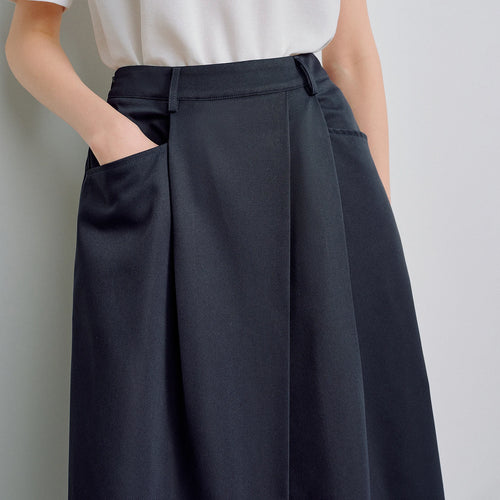 Saia Midi Feminina Balonê Texturizada com Bolsos