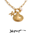Pingente Concha em Colar Feminino com Concha Natural | Aço Inoxidável - Ouro