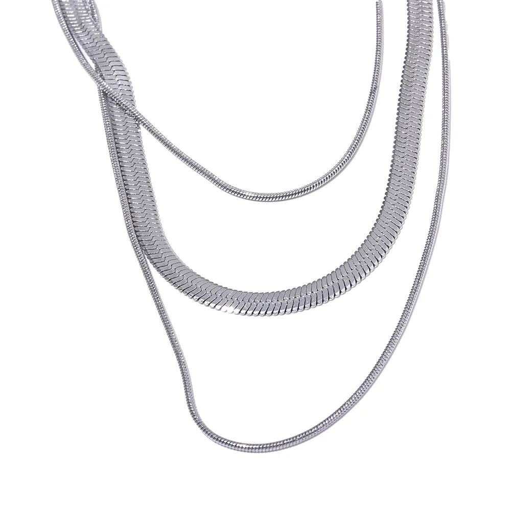 Colar Feminino de Camadas Gota em Aço Inoxidável 6 YH3517A Platinum