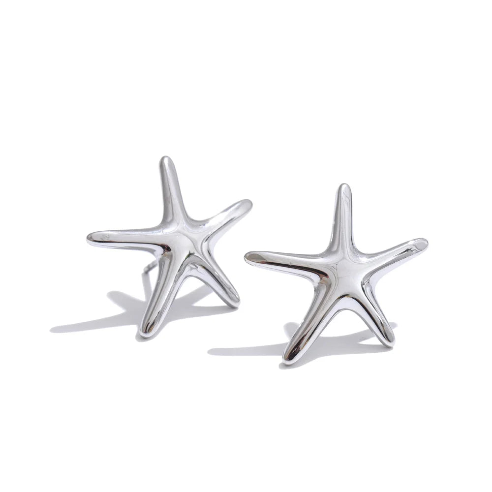 Brinco Pendente Estrela do Mar em Aço Inoxidável Ouro