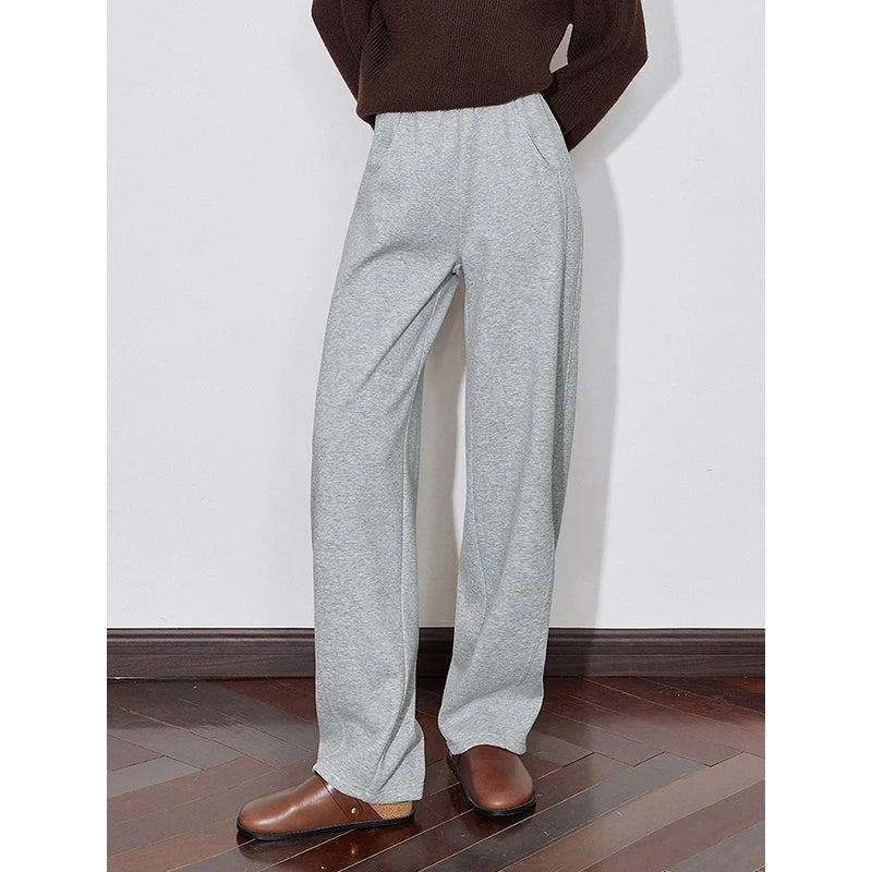 Calça Moletom Feminina Barrel Peluciada com Cós Elástico