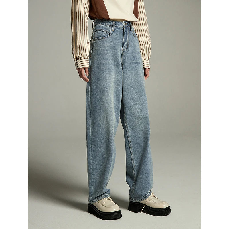 Calça Jeans Feminina Reta Cintura Alta Azul Claro