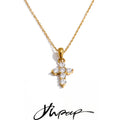 Yhpup High Quality Shiny CNC Cubic Zirconia Cross Pendant Necklace Gift Gold & Platinum Plated Delicate Fashion Collar Jewelry
