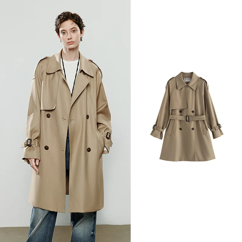 Trench Coat Feminino Midi Acinturado light brown