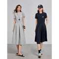 Vestido Midi de Algodão com Bordado e Manga Curta