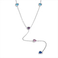 Colar Feminino Coração com Zircônias Coloridas em Aço Inoxidável Prata