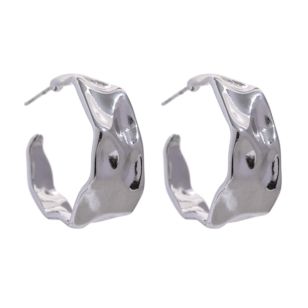 Brinco de Argola C-Shape em Aço Inoxidável Ouro 6
