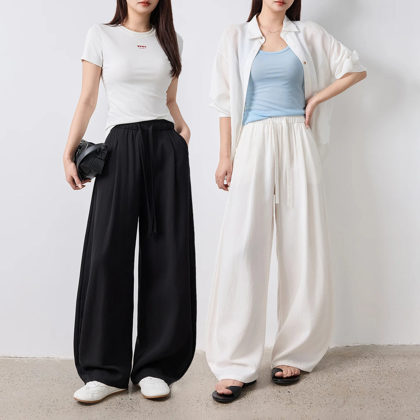Calça Barrel Feminina Texturizada com Cós Elástico
