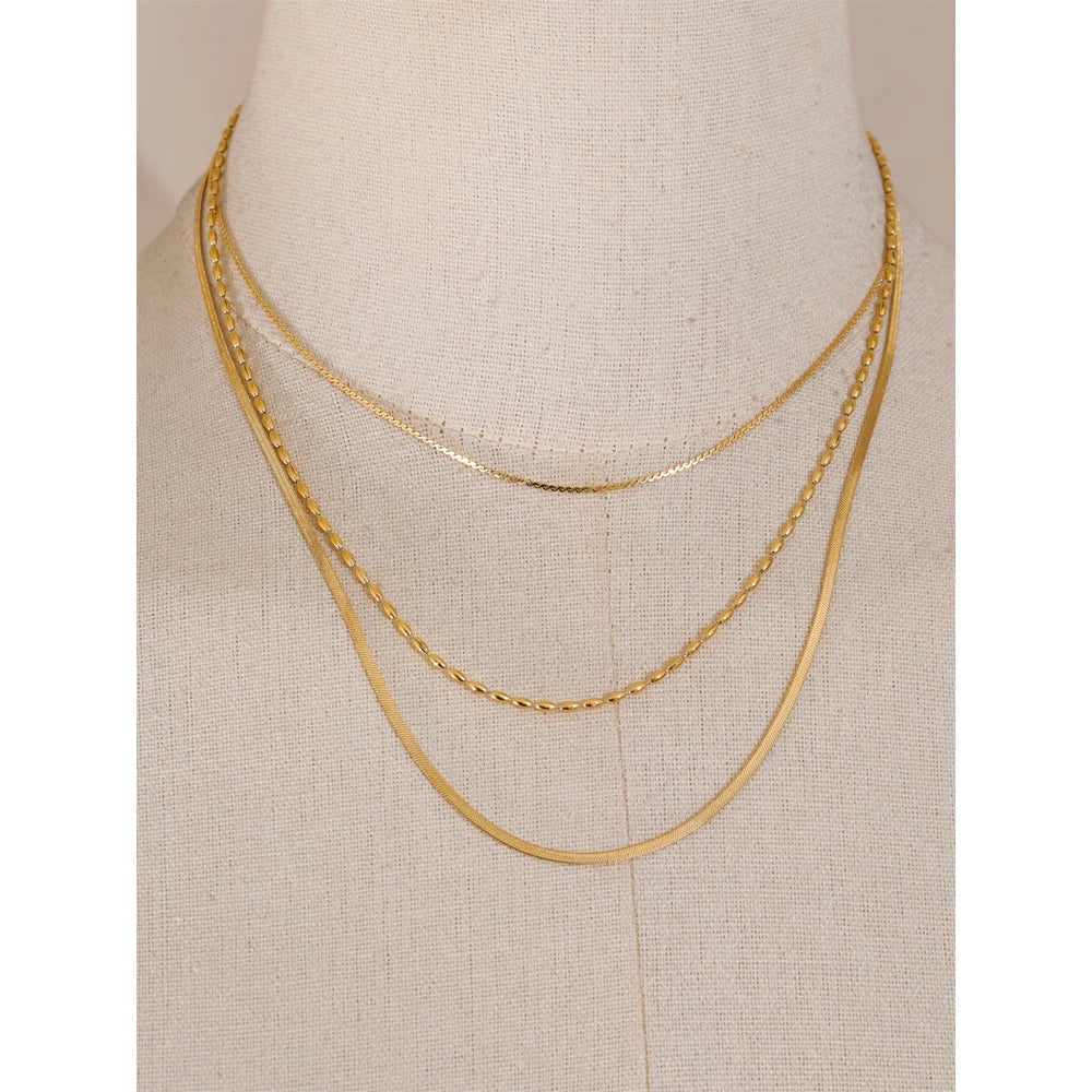 Colar Feminino de Camadas Gota em Aço Inoxidável 8