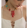 Yhpup Attractive Unique Ocean Shell Stone Handmade Lobster Crayfish Pendant Necklace Summer Charm Collar Statement PVD Jewelry