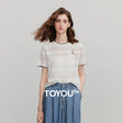 Blusa de Tricô Leve Manga Curta para o Verão
