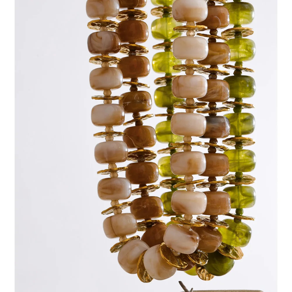 Yhpup Exclusive Resin Beads & Spacer Chain Handmade Statement Necklace 2025 Stainless Steel Waterproof Fashion Jewelry Gift