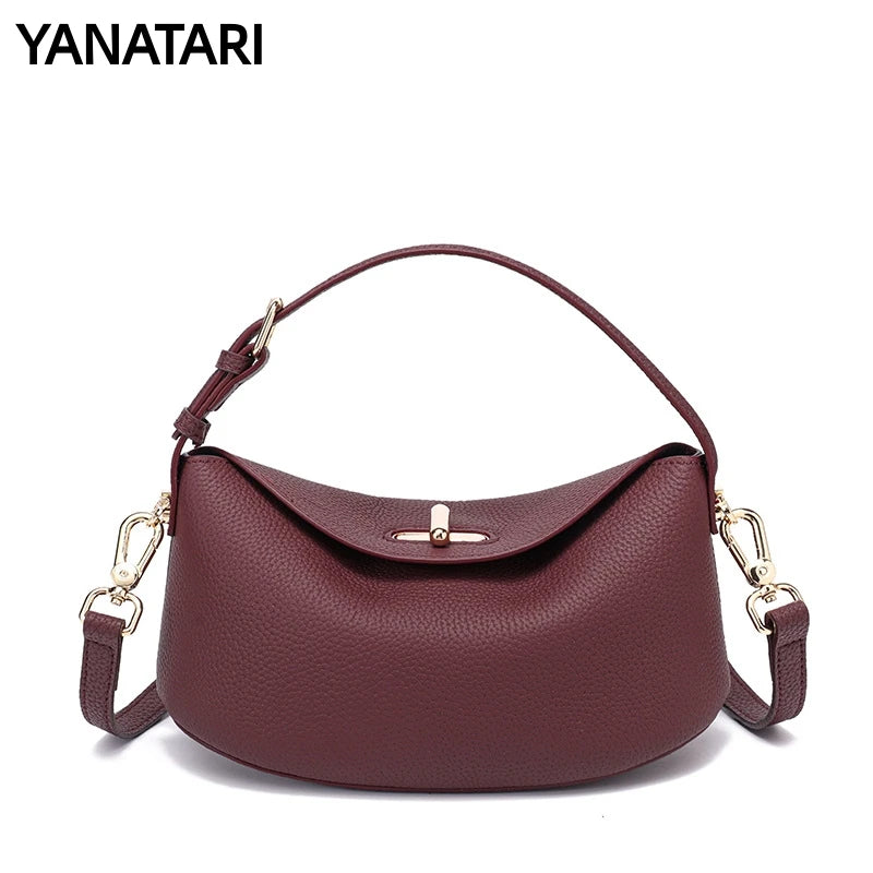 Bolsa pequena feminina de couro legítimo minimalista transversal de ombro