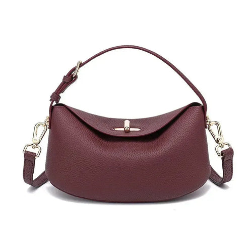 Bolsa pequena feminina de couro legítimo minimalista transversal de ombro