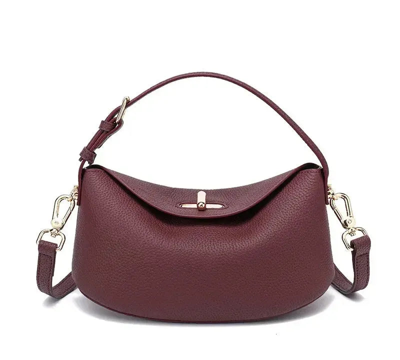 Bolsa pequena feminina de couro legítimo minimalista transversal de ombro