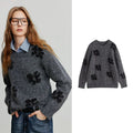 Suéter com Jacquard Floral e Gola Redonda