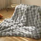 Cobertor de pele sintética de coelho | Delamantina Light Grey 150x200CM