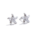 Yhpup Ocean Style Bling Zirconia Starfish Star Daily Stud Earrings Anti Allergic Stainless Steel Small Popular Jewelry Recommend