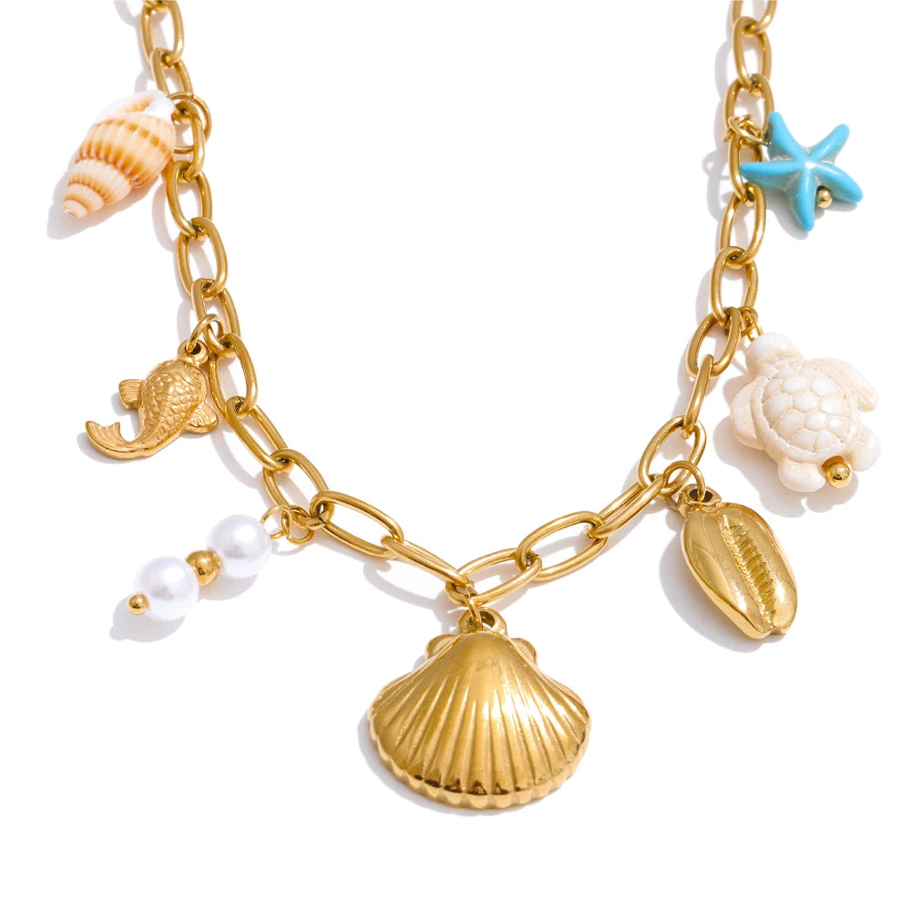 Conjunto Colar e Pulseira Estrela em Aço Inoxidável YH1574A Necklace