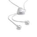 Yhpup Glossy Stainless Steel Heart Love Chain Long Drop Necklace High Quality Romantic Attractive Jewelry Gift YH2828A Platinum