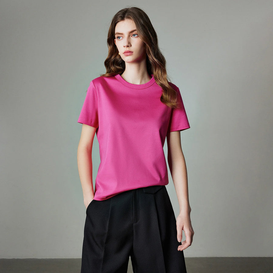 Camiseta Feminina 100% Algodão Manga Curta Lisa