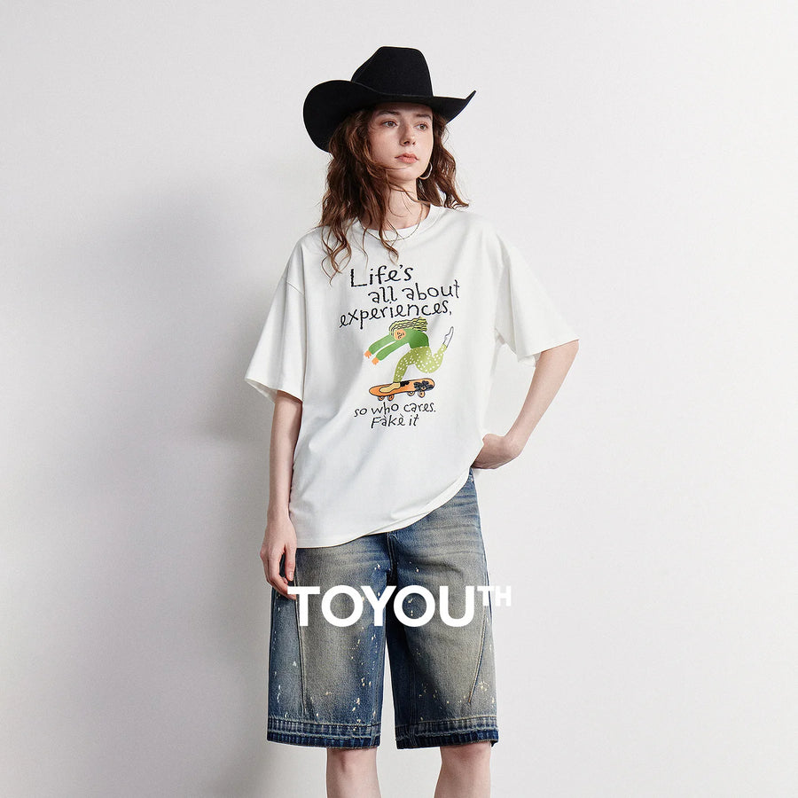 Camiseta Feminina de Liocel e Algodão com Letras
