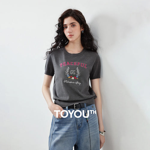 Blusa Feminina de Tricô com Bordado de Coroa e Letras