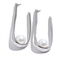 Yhpup Minimalist Stainless Steel Round Imitation Pearls Geometric Huggie Earrings Gold Silver Color Anti Allergic Jewelry Gift