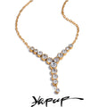 Colar Feminino em Y Gota com Zircônia em Aço Inoxidável